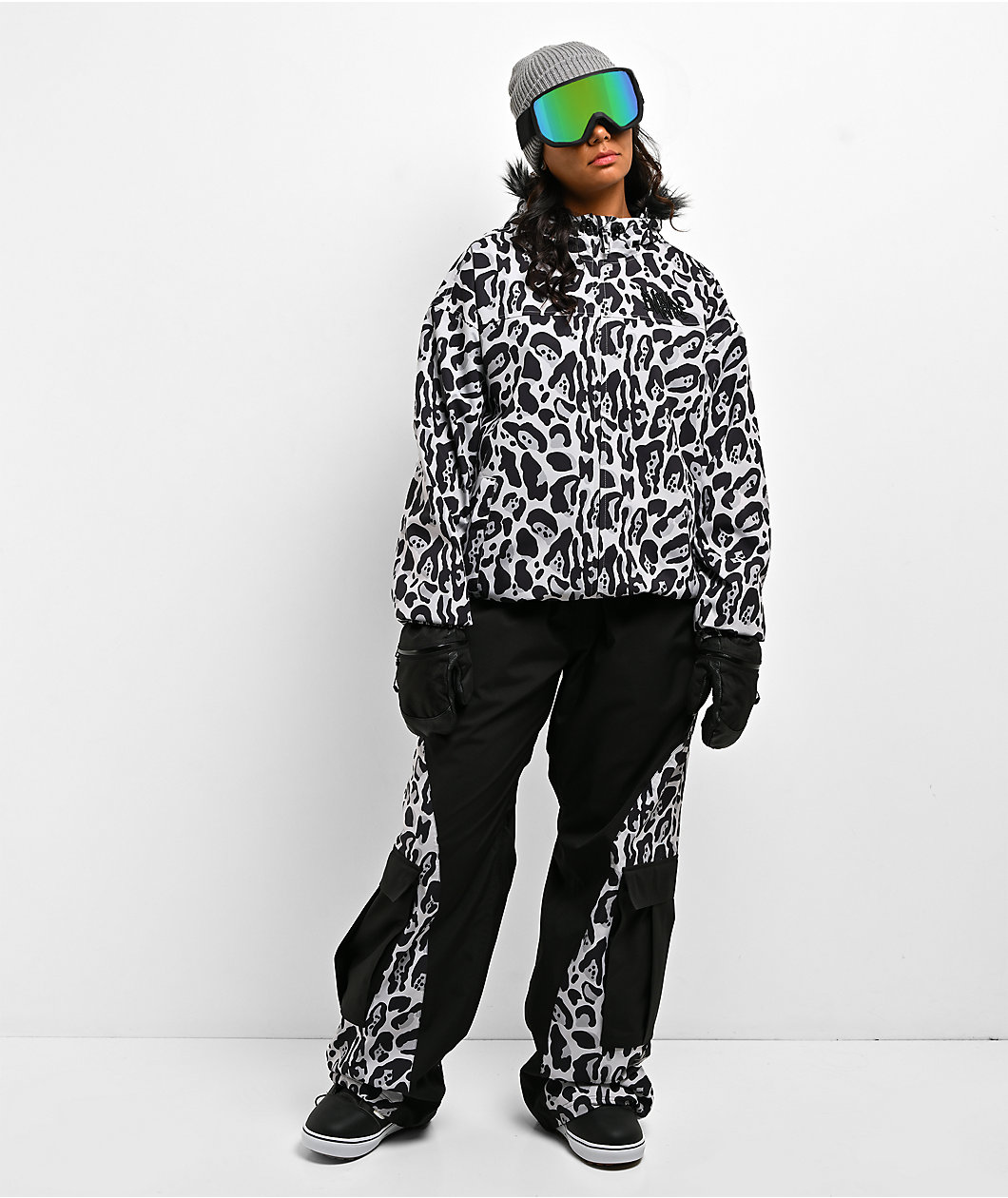 Empyre Lucky Duck Black & Grey Leopard 10K Snowboard Pants