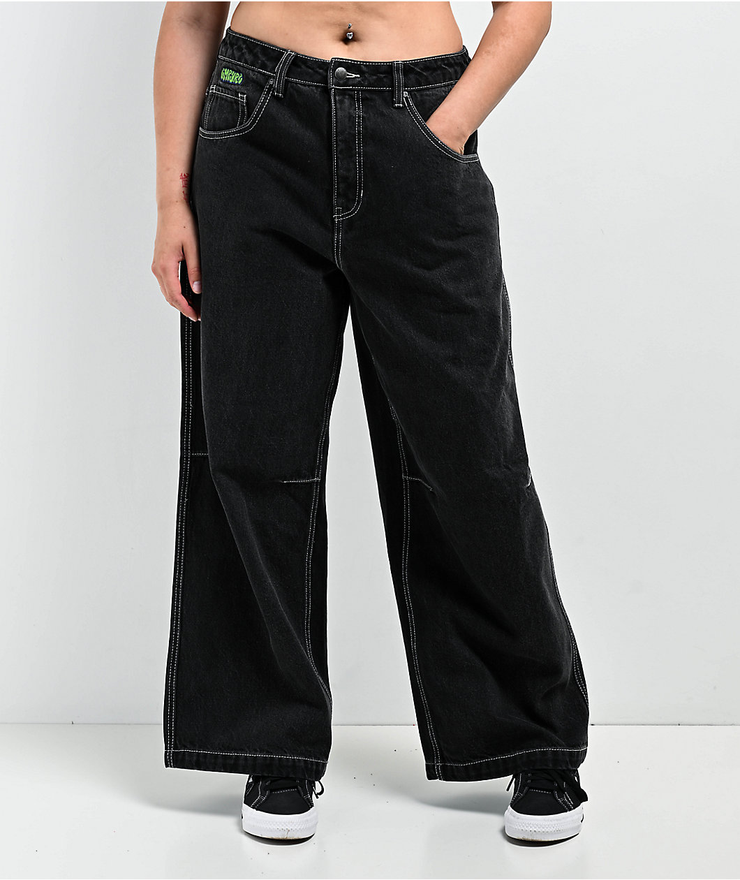 Empyre Marble Extent Wide Leg Black Denim Jeans