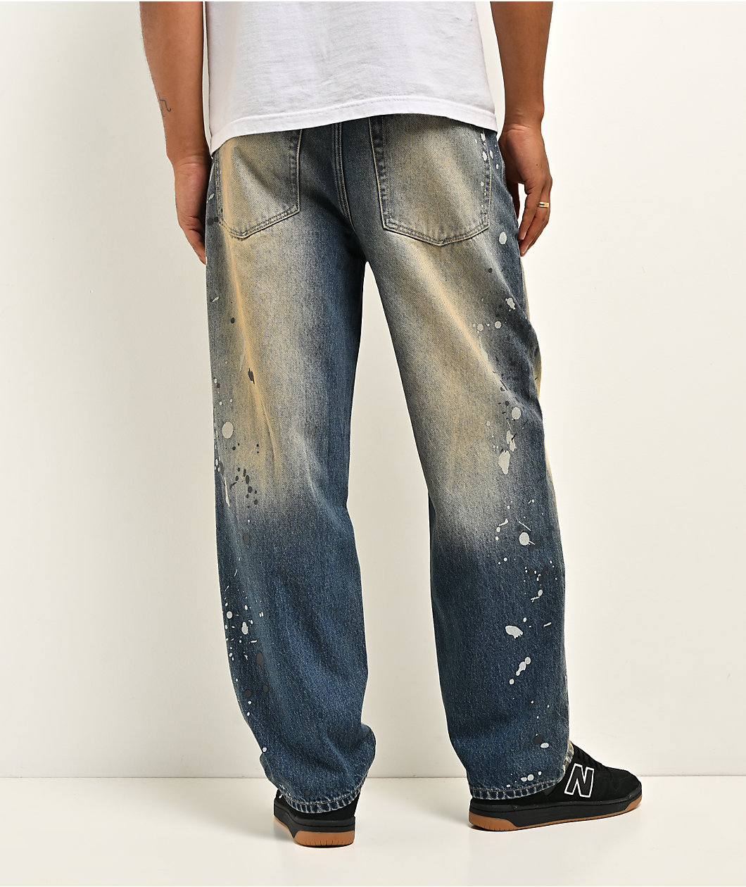 Empyre Paint N Blast Blue Wash Loose Fit Skate Jeans
