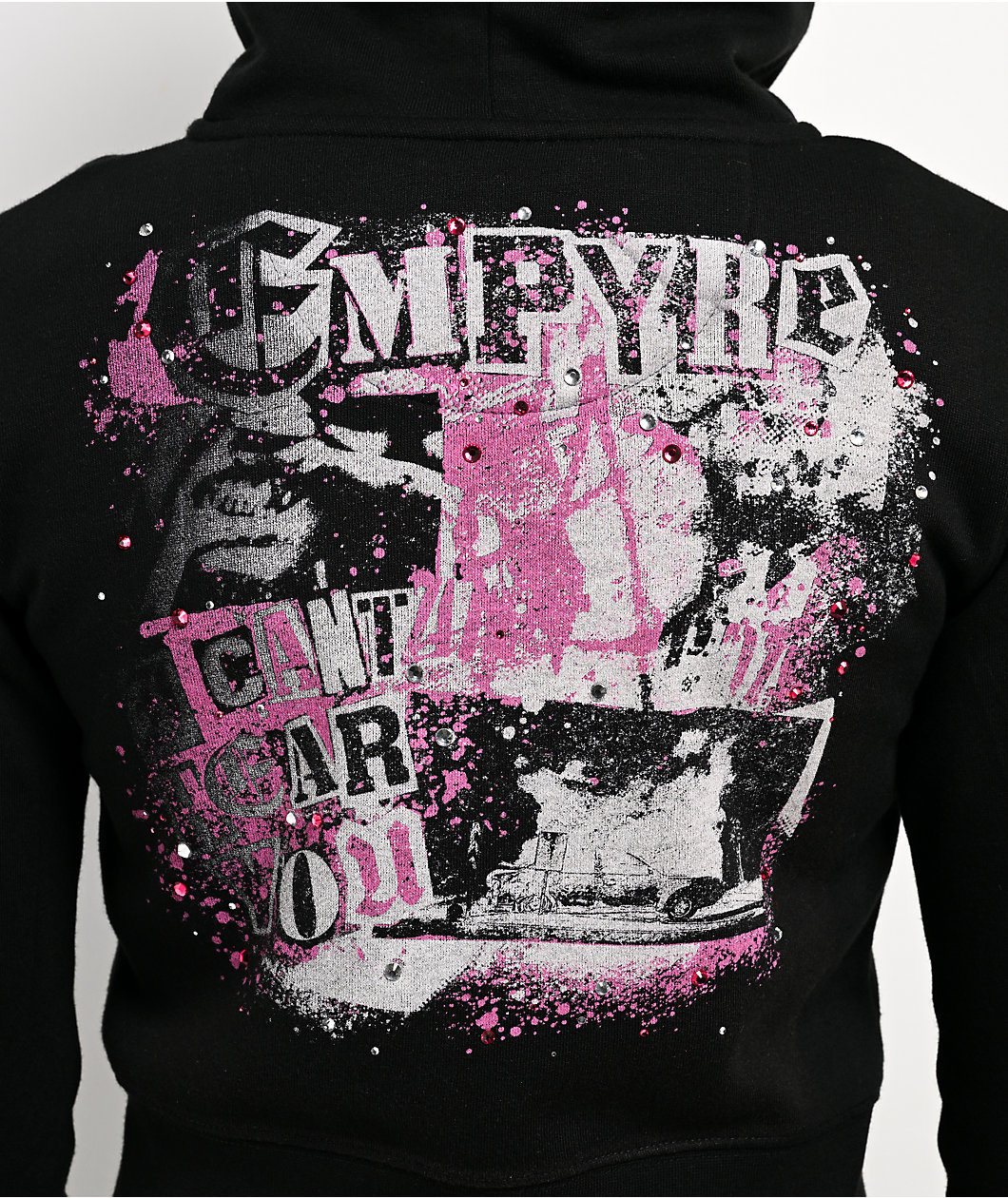 Empyre Pink Riot Black Crop Zip Hoodie