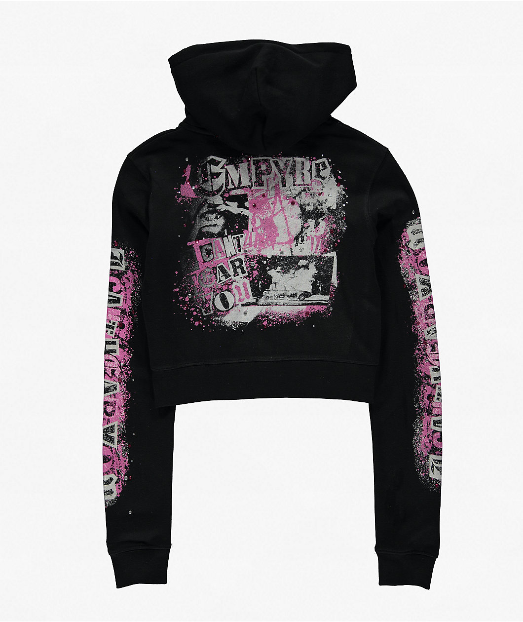 Empyre Pink Riot Black Crop Zip Hoodie