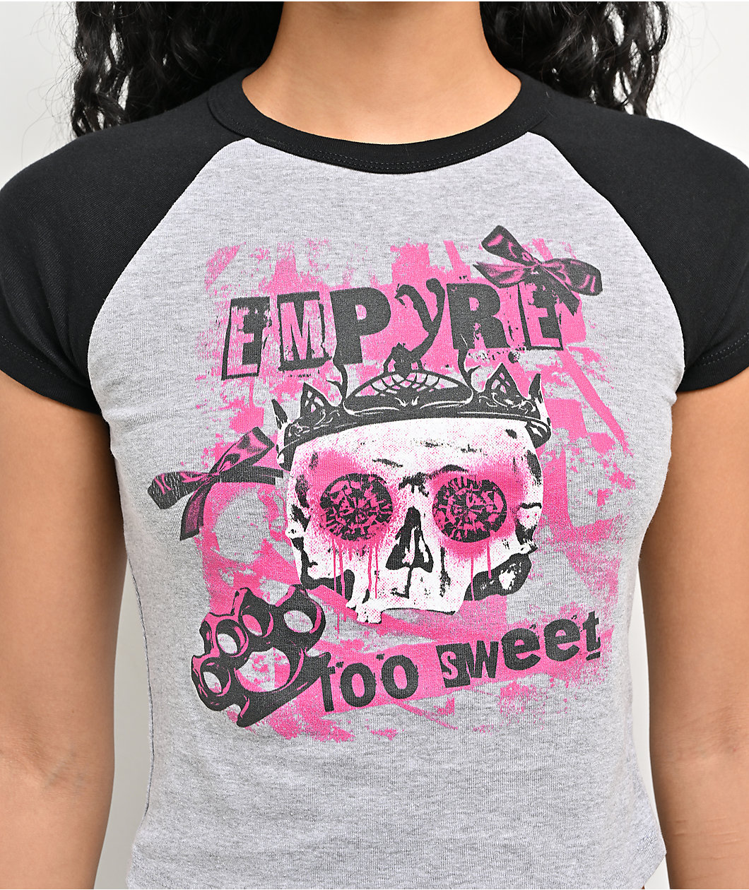 Empyre Punks Not Dead Grey & Black Crop T-Shirt