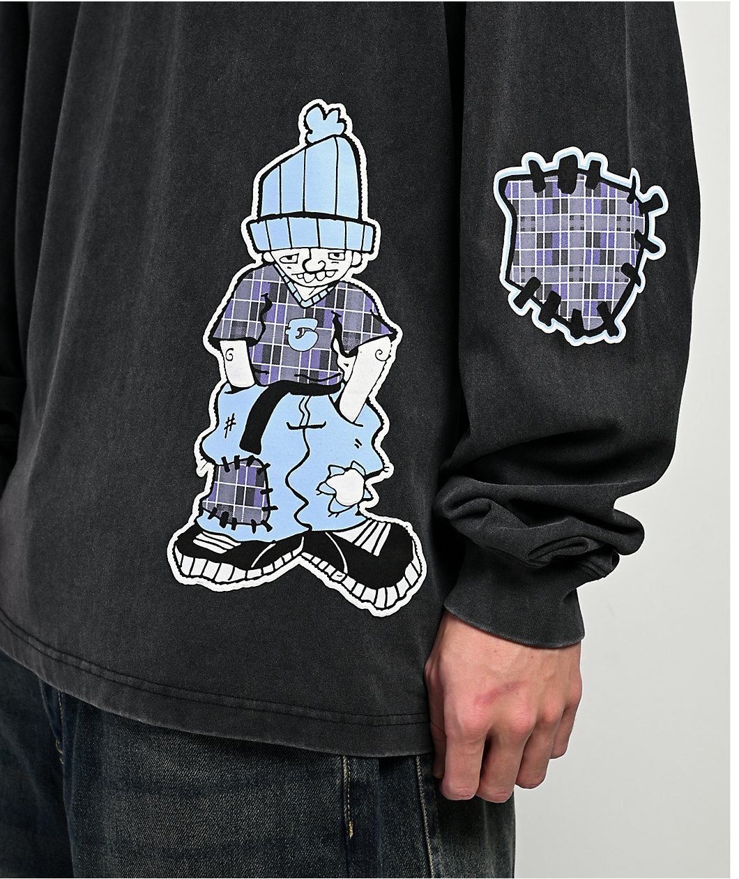 Empyre Punky Plaid Vintage Black Long Sleeve T-Shirt