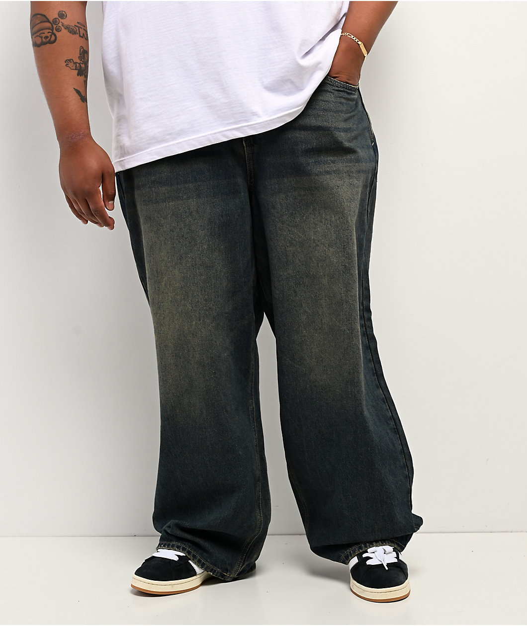 Empyre Ramp Blue Dirty Wash Ultra Wide Skate Jeans
