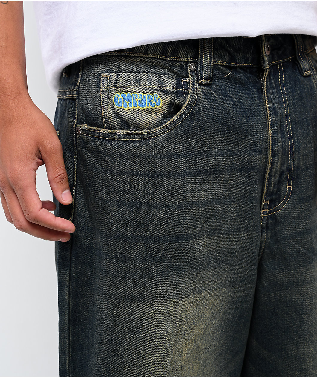 Empyre Ramp Blue Dirty Wash Ultra Wide Skate Jeans