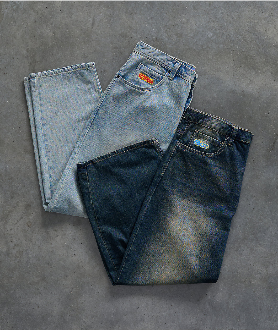 Empyre Ramp Blue Dirty Wash Ultra Wide Skate Jeans