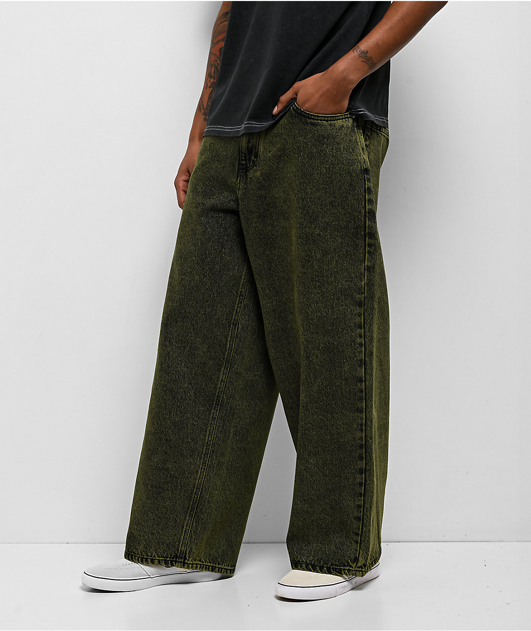 Empyre Ramp Green Wash Ultra Wide Skate Jeans