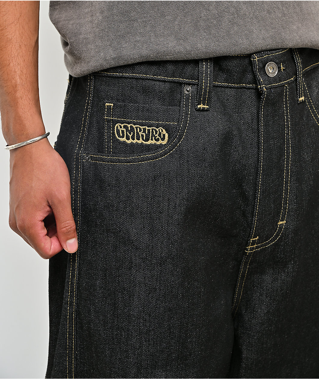 Empyre Raw Black Baggy Barrel Jeans