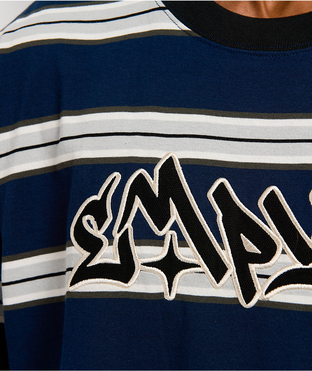 Empyre Razor Stripe Navy Knit T-Shirt