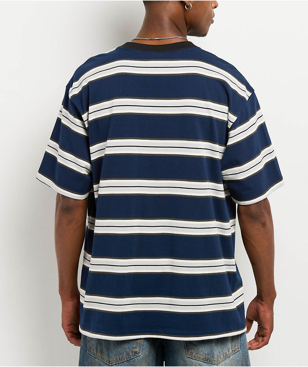 Empyre Razor Stripe Navy Knit T-Shirt