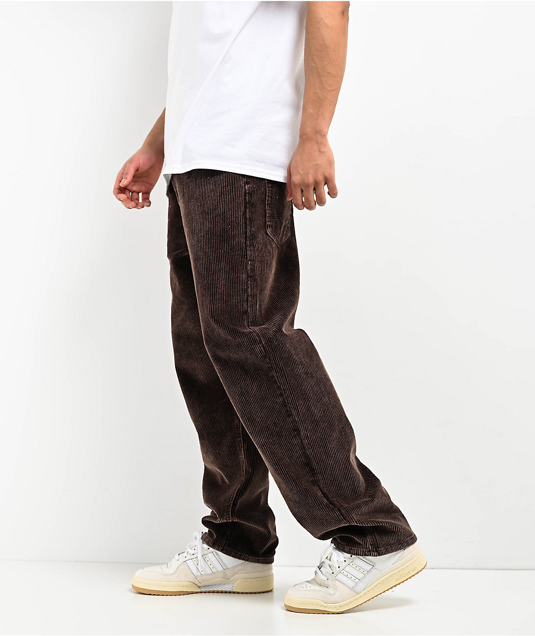 Empyre Relax Fit Brown Acid Wash Corduroy Skate Pants