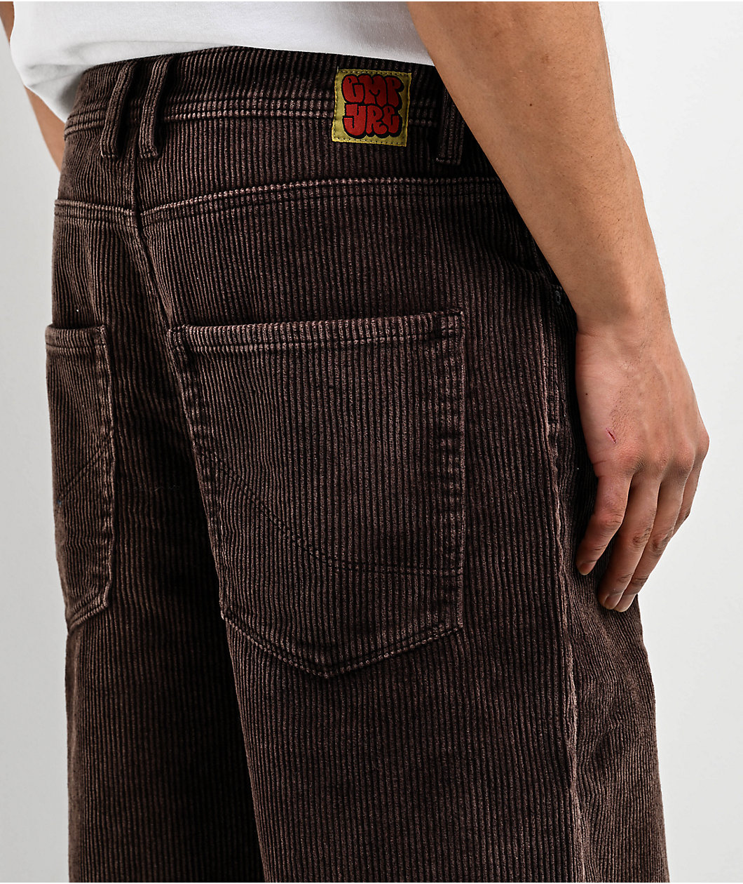 Empyre Relax Fit Brown Acid Wash Corduroy Skate Pants