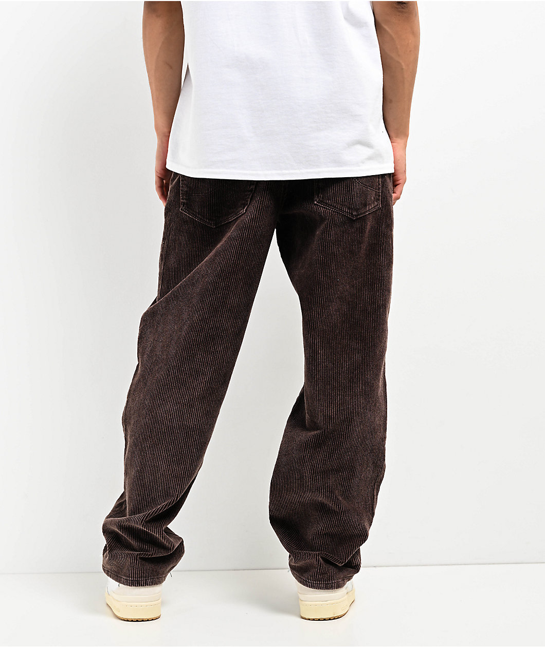 Empyre Relax Fit Brown Acid Wash Corduroy Skate Pants