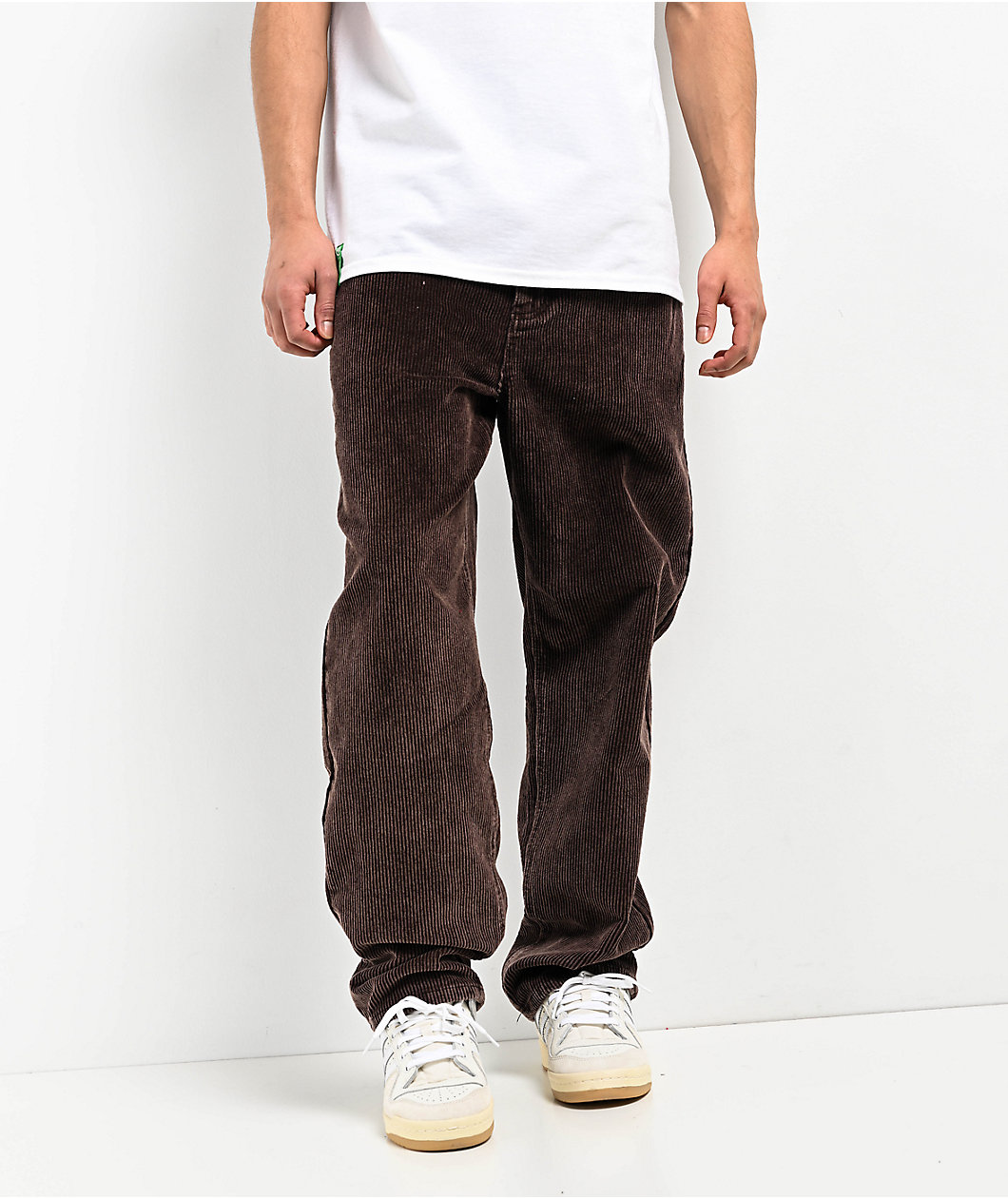 Empyre Relax Fit Brown Acid Wash Corduroy Skate Pants