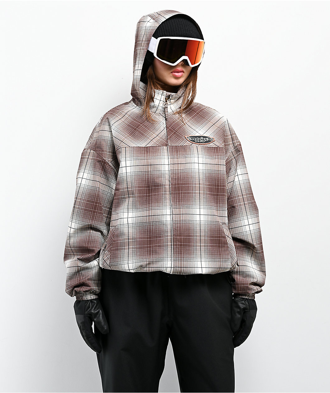Empyre Rene Brown & Tan Plaid 10K Snowboard Jacket