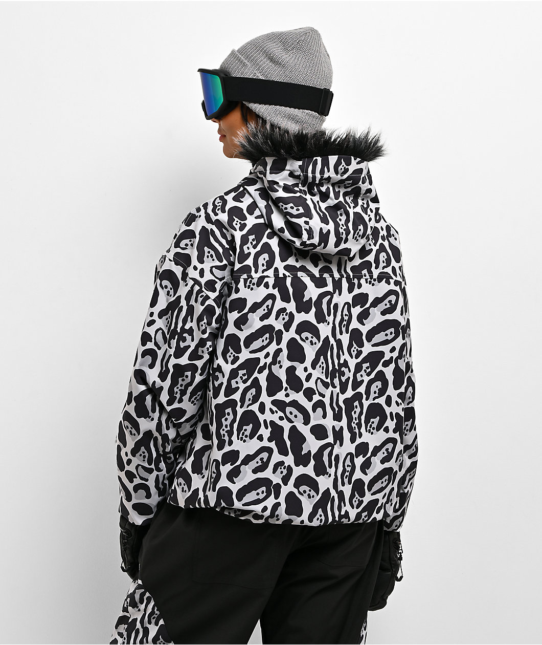 Empyre Rene Rasperry Faux Fur Black & Grey 10K Snowboard Jacket