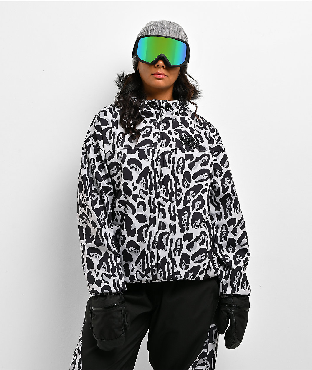Empyre Rene Rasperry Faux Fur Black & Grey 10K Snowboard Jacket
