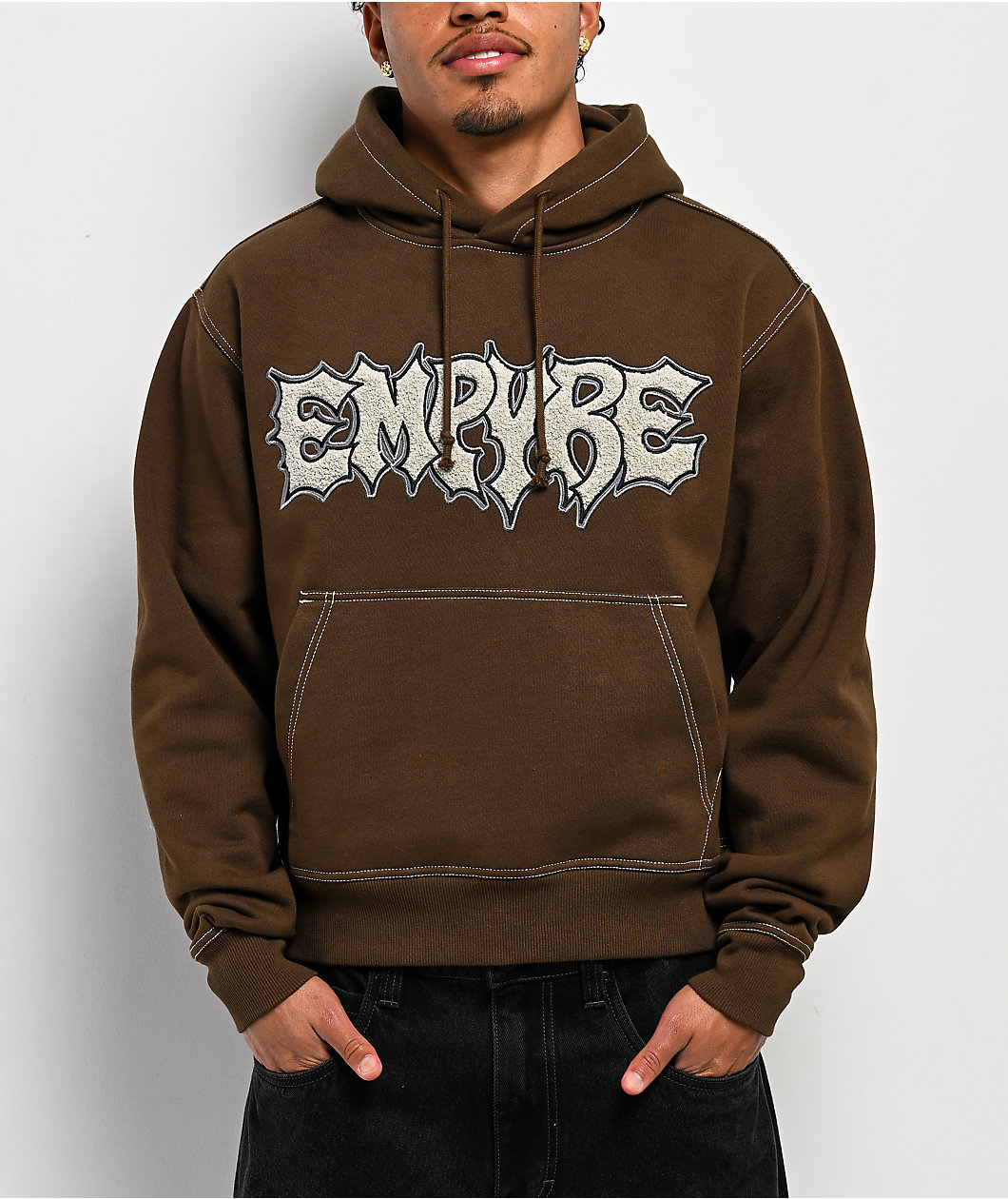 Empyre Resistance Brown Crop Hoodie
