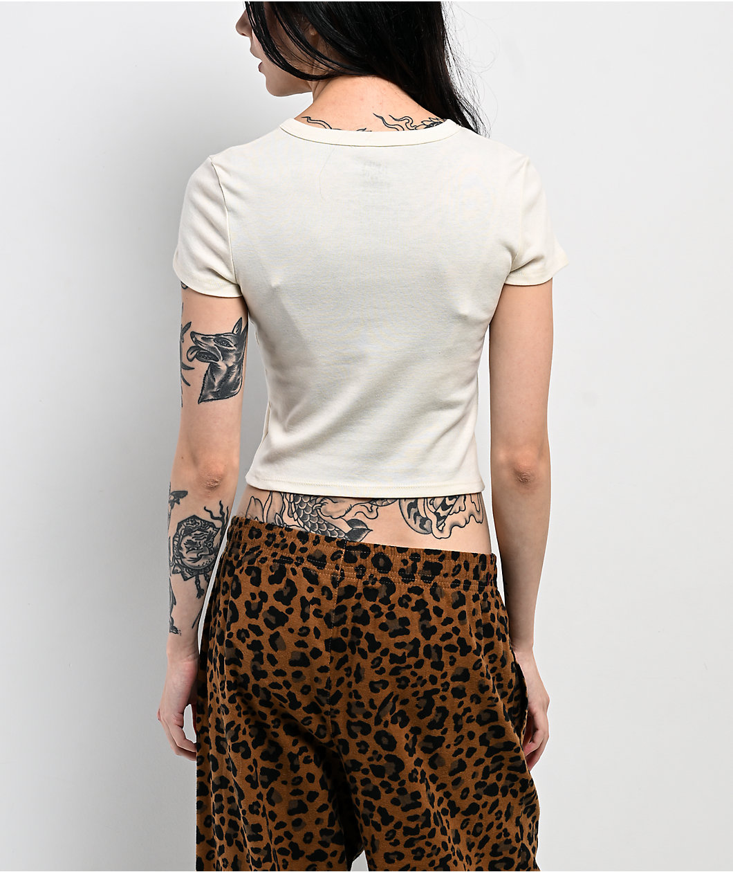 Empyre Roar Beige Crop T-Shirt
