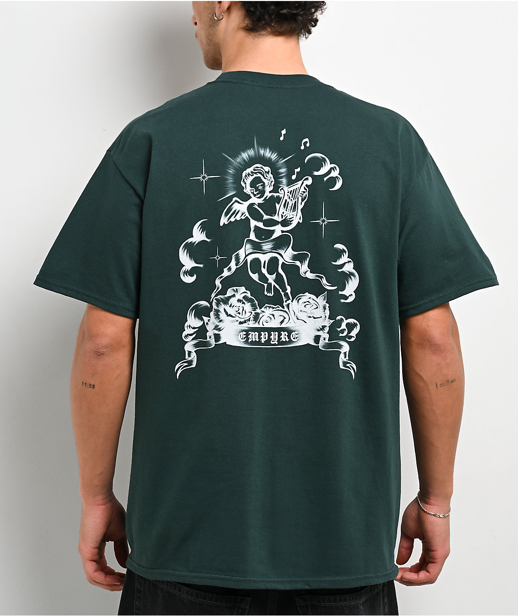 Empyre Rose Cherub Dark Green T-Shirt