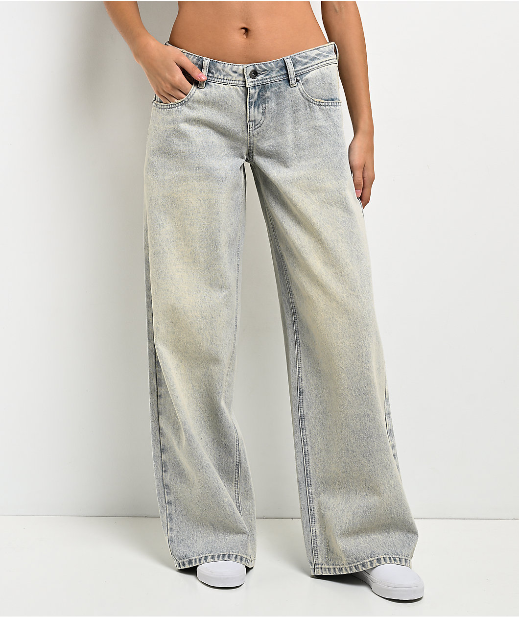 Empyre Rowen Wednesdays Wash Denim Low Rise Wide Leg Jeans