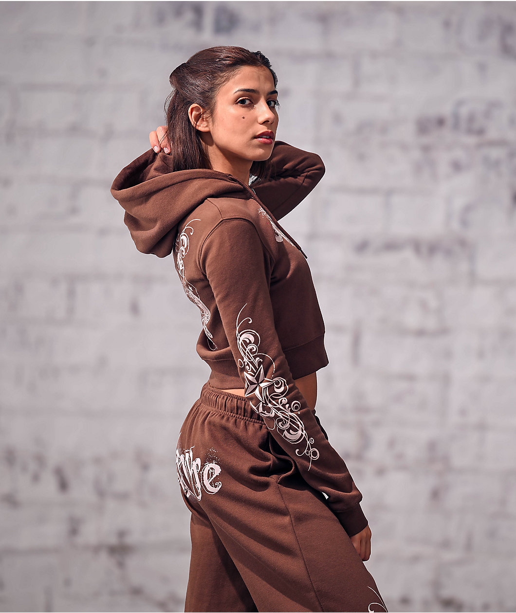 Empyre Scene Brown Wide Leg Sweatpants