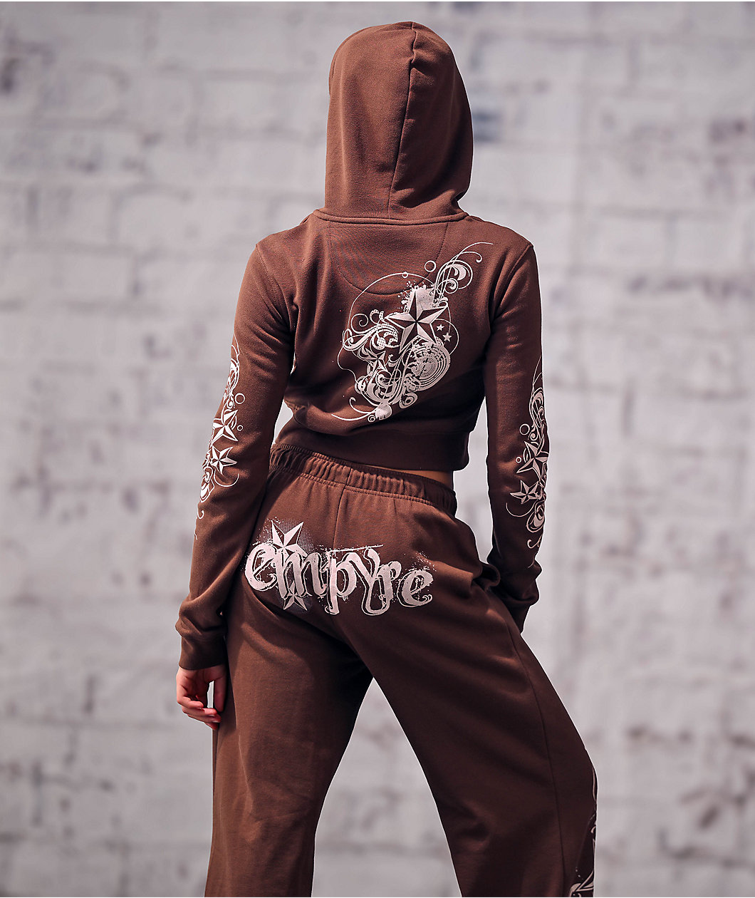 Empyre Scene Brown Wide Leg Sweatpants