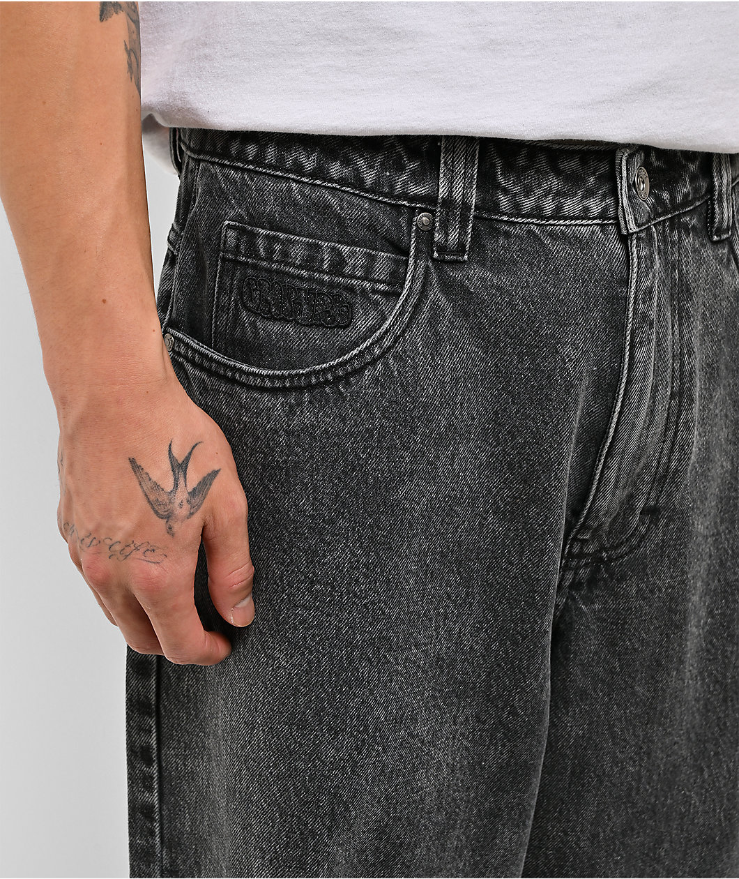 Empyre Scramble Black Wash Ultra Wide Skate Jeans