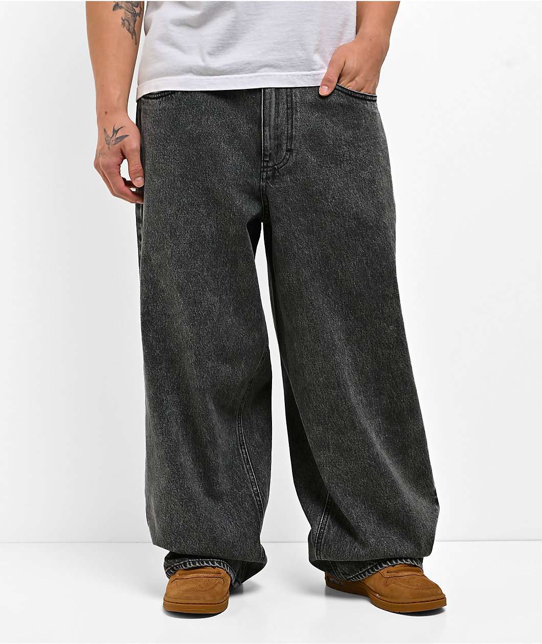 Empyre Scramble Black Wash Ultra Wide Skate Jeans
