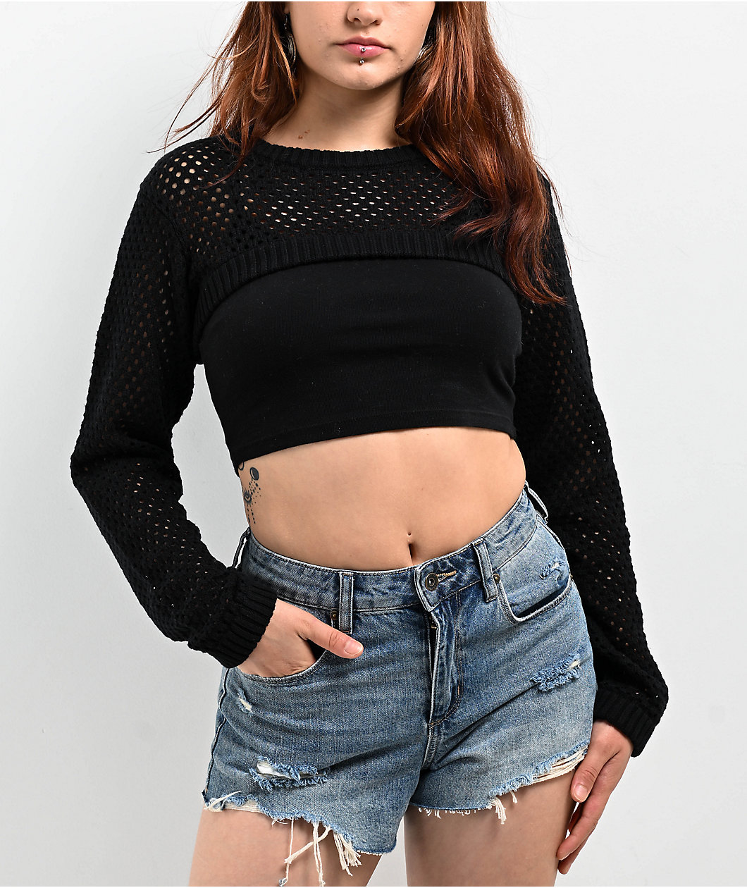 Empyre Shan Black Crop Shrug Sweater