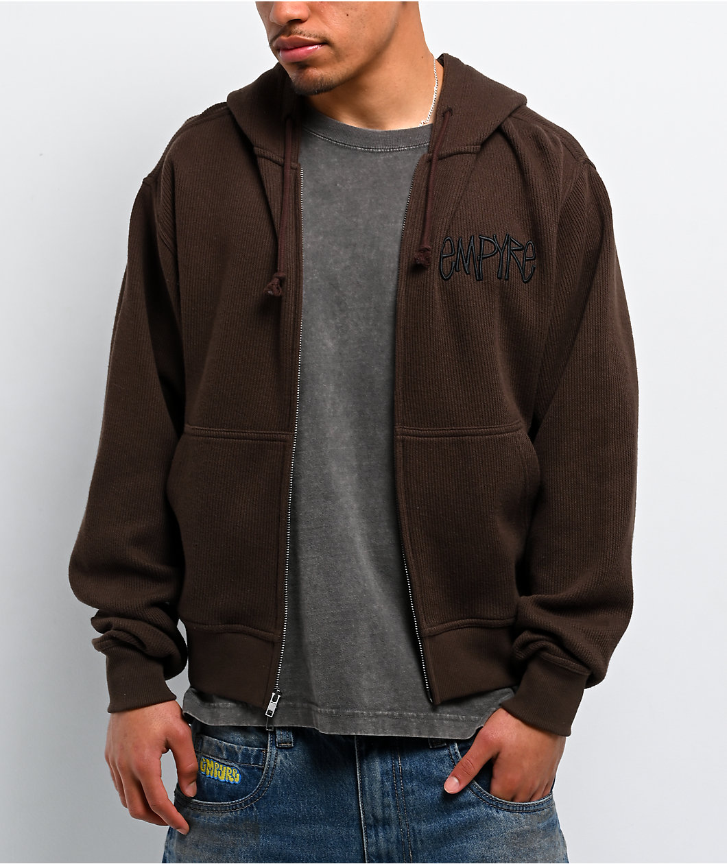 Empyre Shin Splints Brown Zip Hooded Sweater