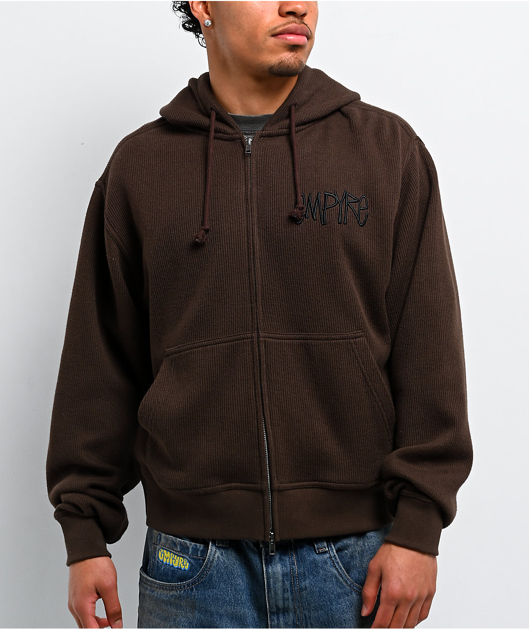 Empyre Shin Splints Brown Zip Hooded Sweater