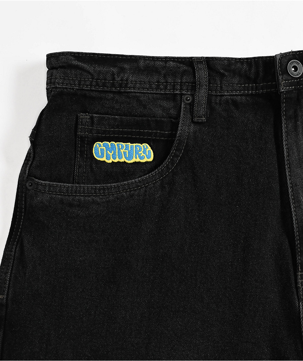 Empyre Shmutz Ultra Wide Black Denim Skate Shorts