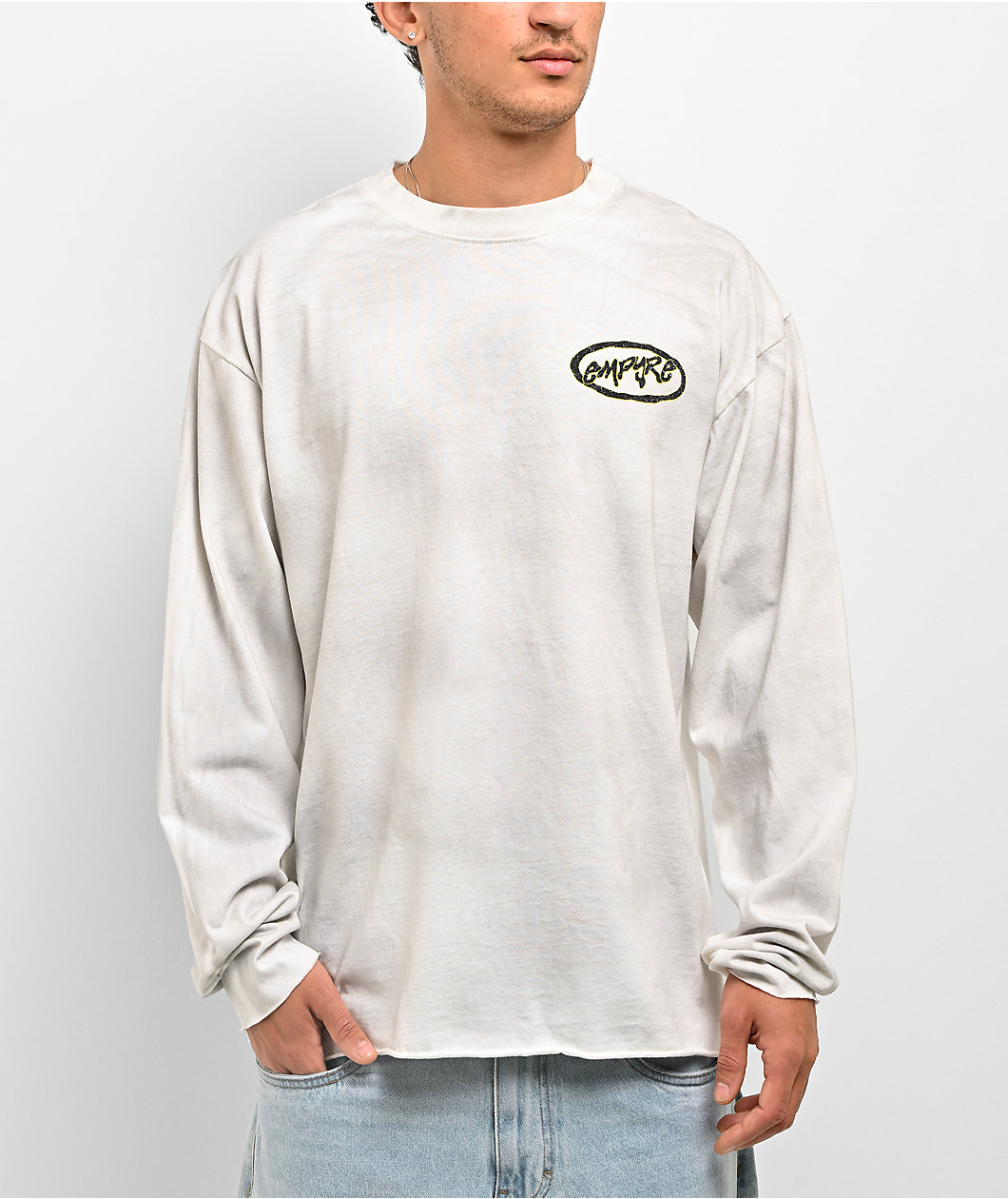 Empyre Skate Logo White Dirty Wash Long Sleeve T-Shirt