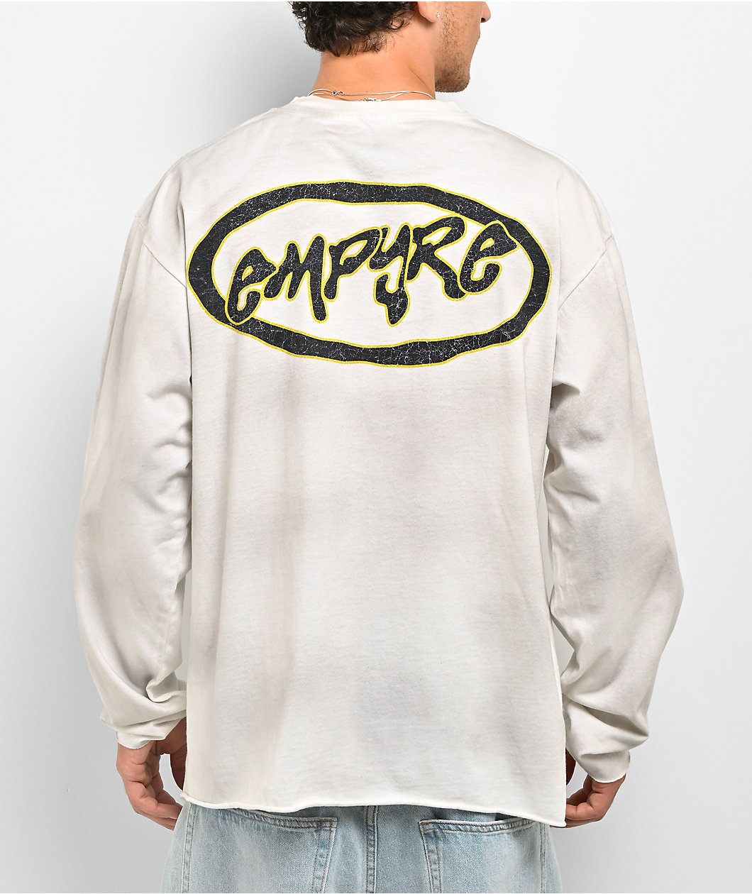 Empyre Skate Logo White Dirty Wash Long Sleeve T-Shirt
