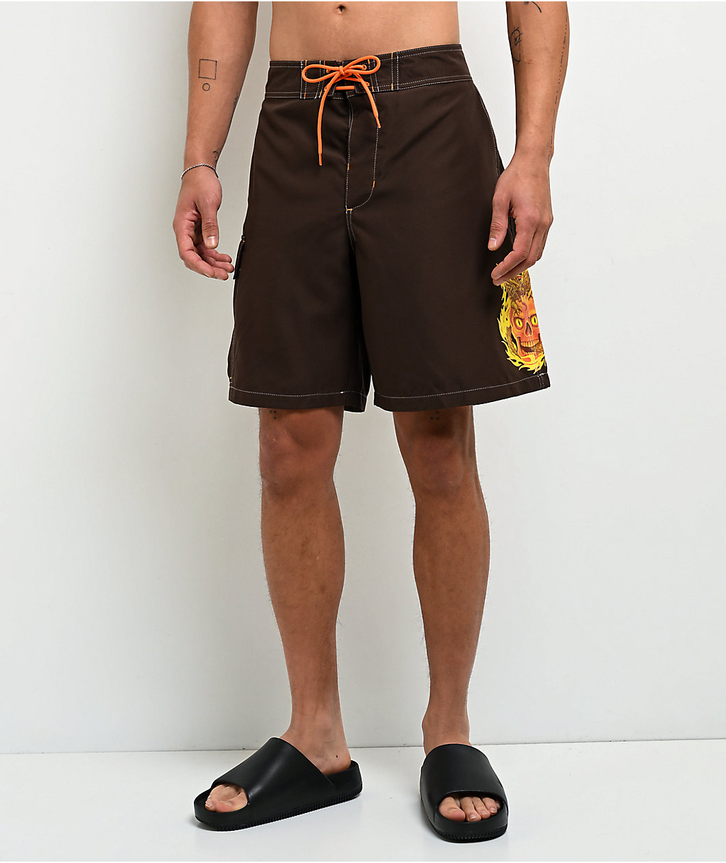 Empyre Skull Brown Cargo Board Shorts