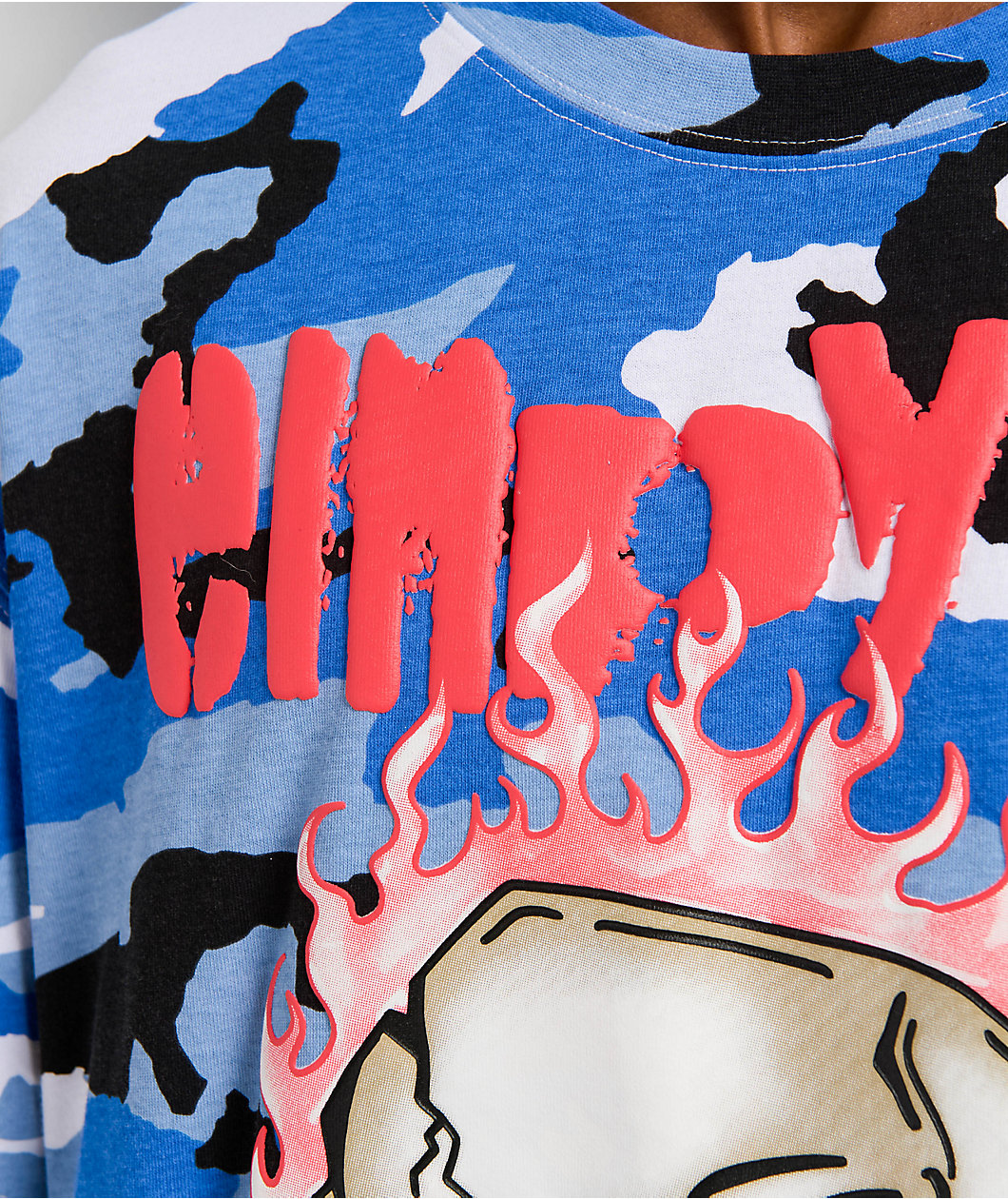 Empyre Skull Loose Screw Blue & White 2fer Long Sleeve T-Shirt