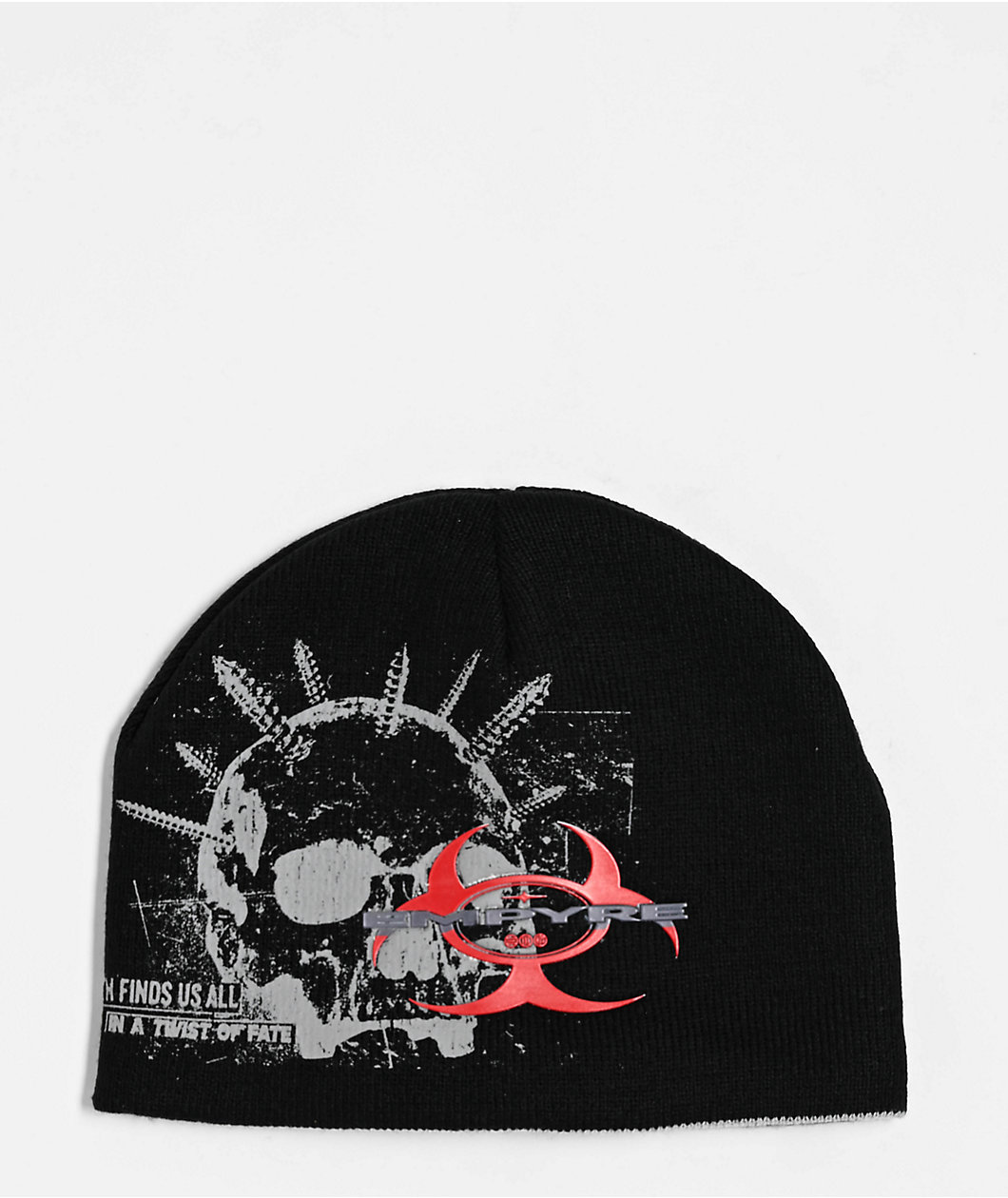 Empyre Skullz N Screwz Black & Grey Reversible Skully Beanie