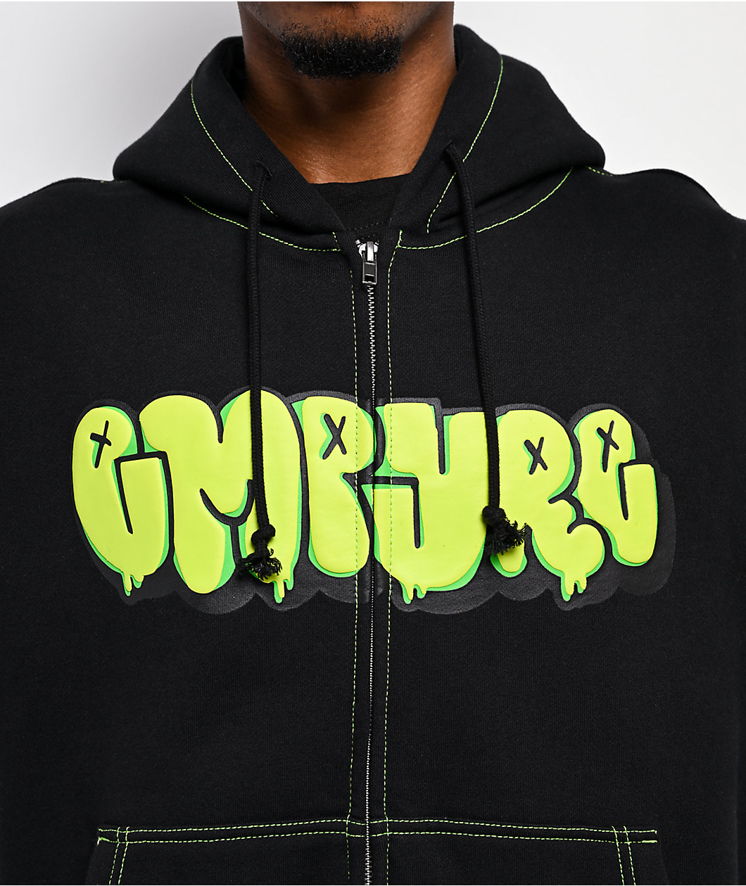 Empyre Slime Black Crop Zip Hoodie