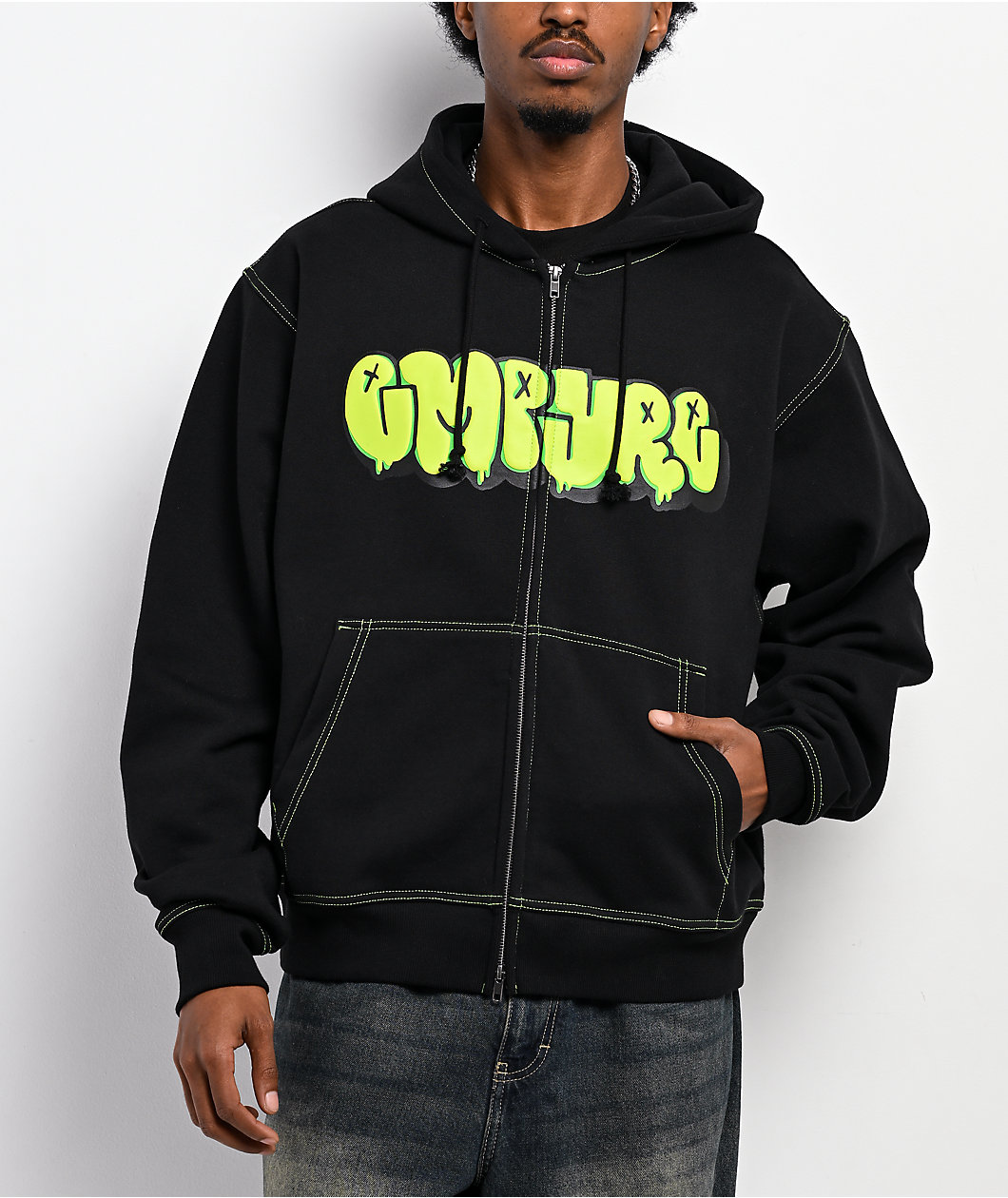 Empyre Slime Black Crop Zip Hoodie