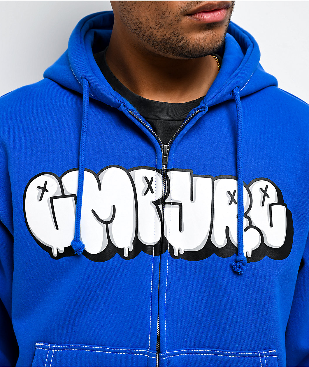 Empyre Slime Blue Crop Zip Hoodie