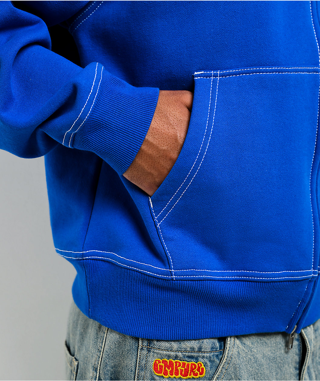 Empyre Slime Blue Crop Zip Hoodie