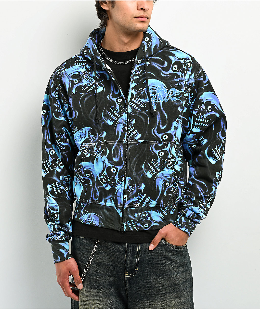 Empyre Smokeshow Black Crop Zip Hoodie