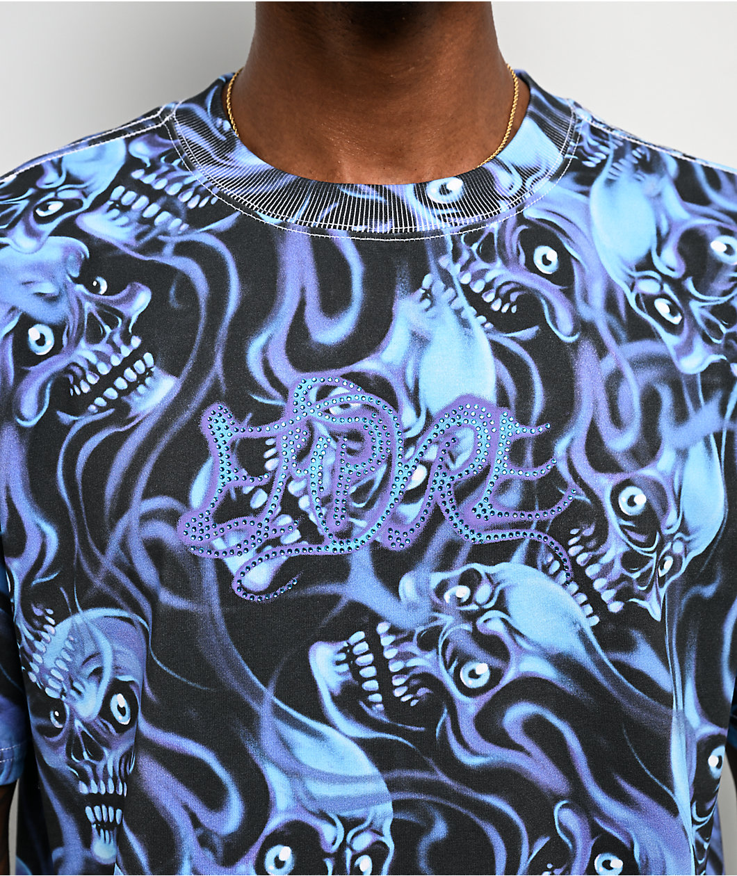 Empyre Smokeshow Skulls Blue & Black Boxy T-Shirt