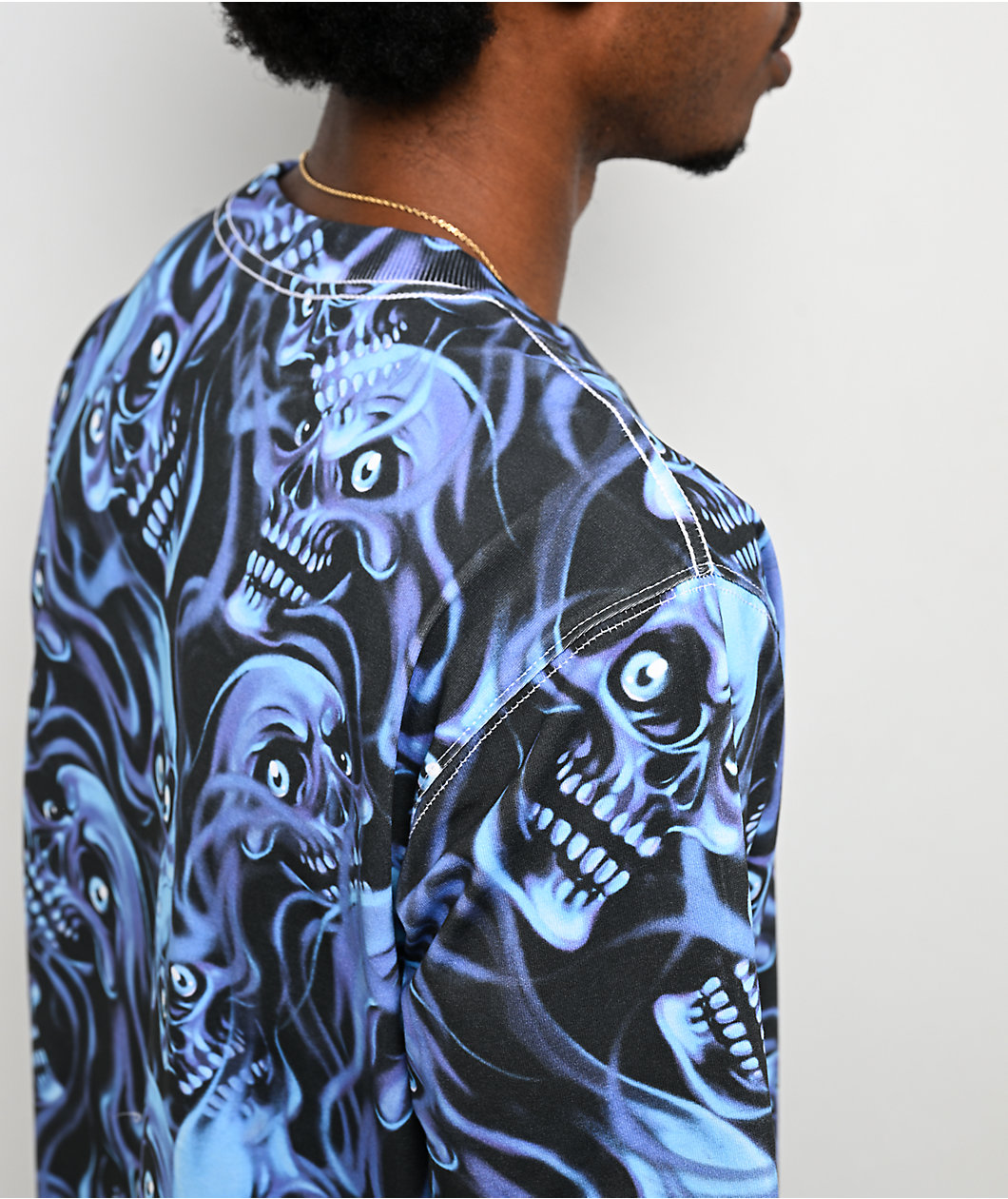 Empyre Smokeshow Skulls Blue & Black Boxy T-Shirt