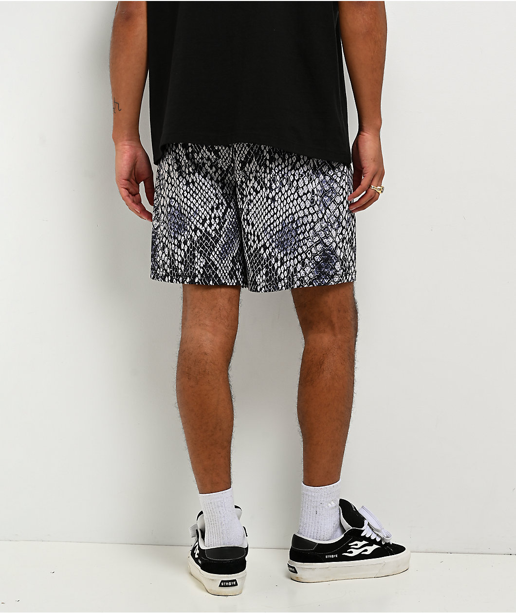 Empyre Snake Off White & Blue Mesh Shorts