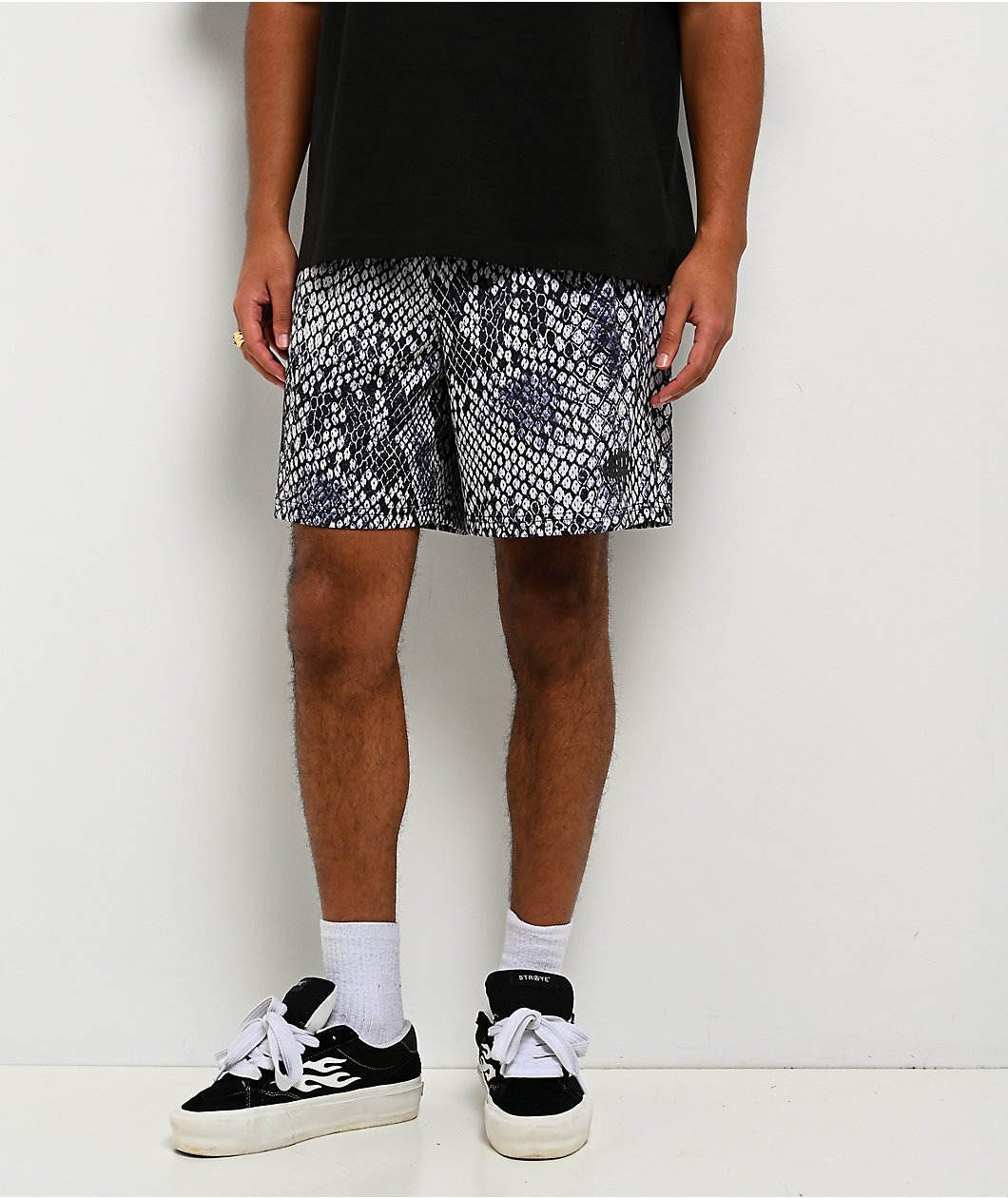 Empyre Snake Off White & Blue Mesh Shorts