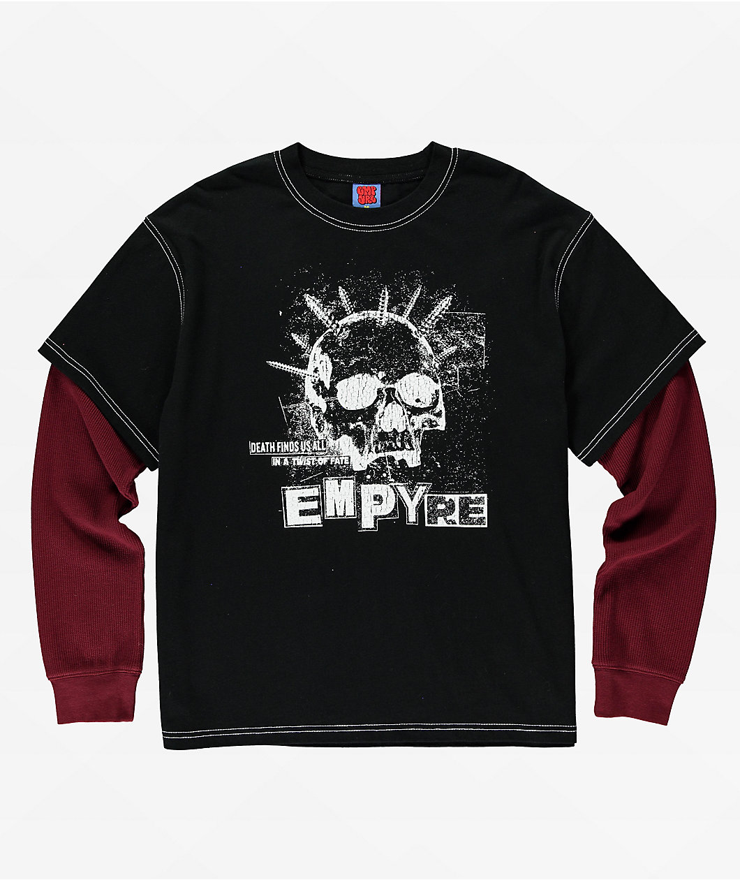 Empyre Spiked Loose Screw Black & Red 2fer Long Sleeve T-Shirt