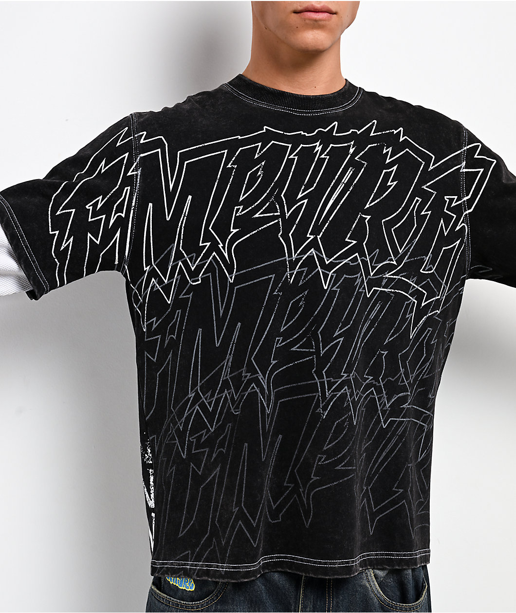 Empyre Sports Homie Black Wash & Natural 2fer Long Sleeve T-Shirt