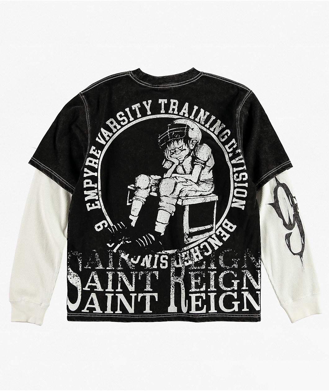 Empyre Sports Homie Black Wash & Natural 2fer Long Sleeve T-Shirt